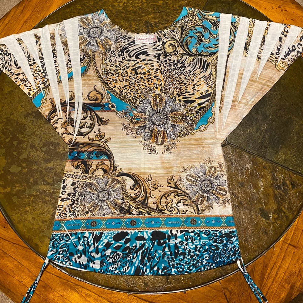 Womens Panhandle Slim Western Wear Top, Size Medium